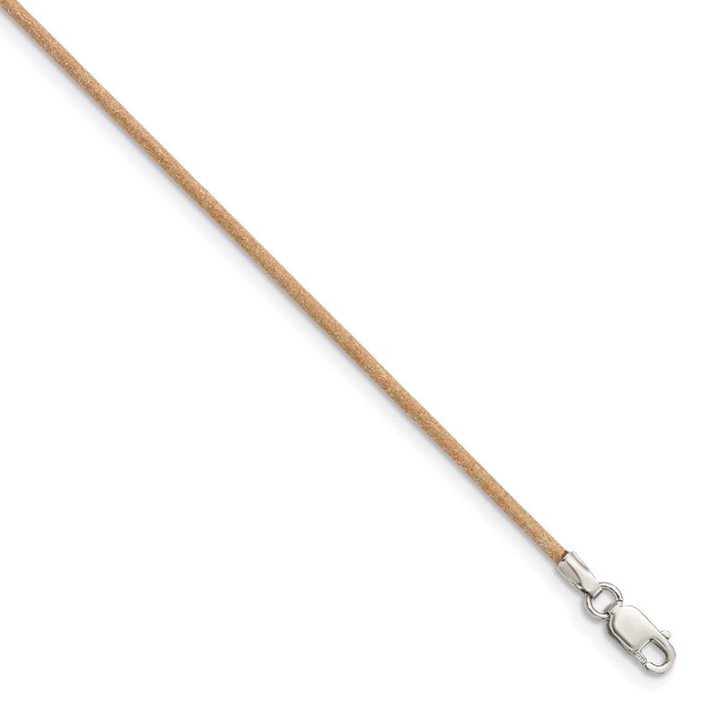 Kazi Luxury Sterling Silver 16inch 15mm Natural Leather Cord Necklace 40$